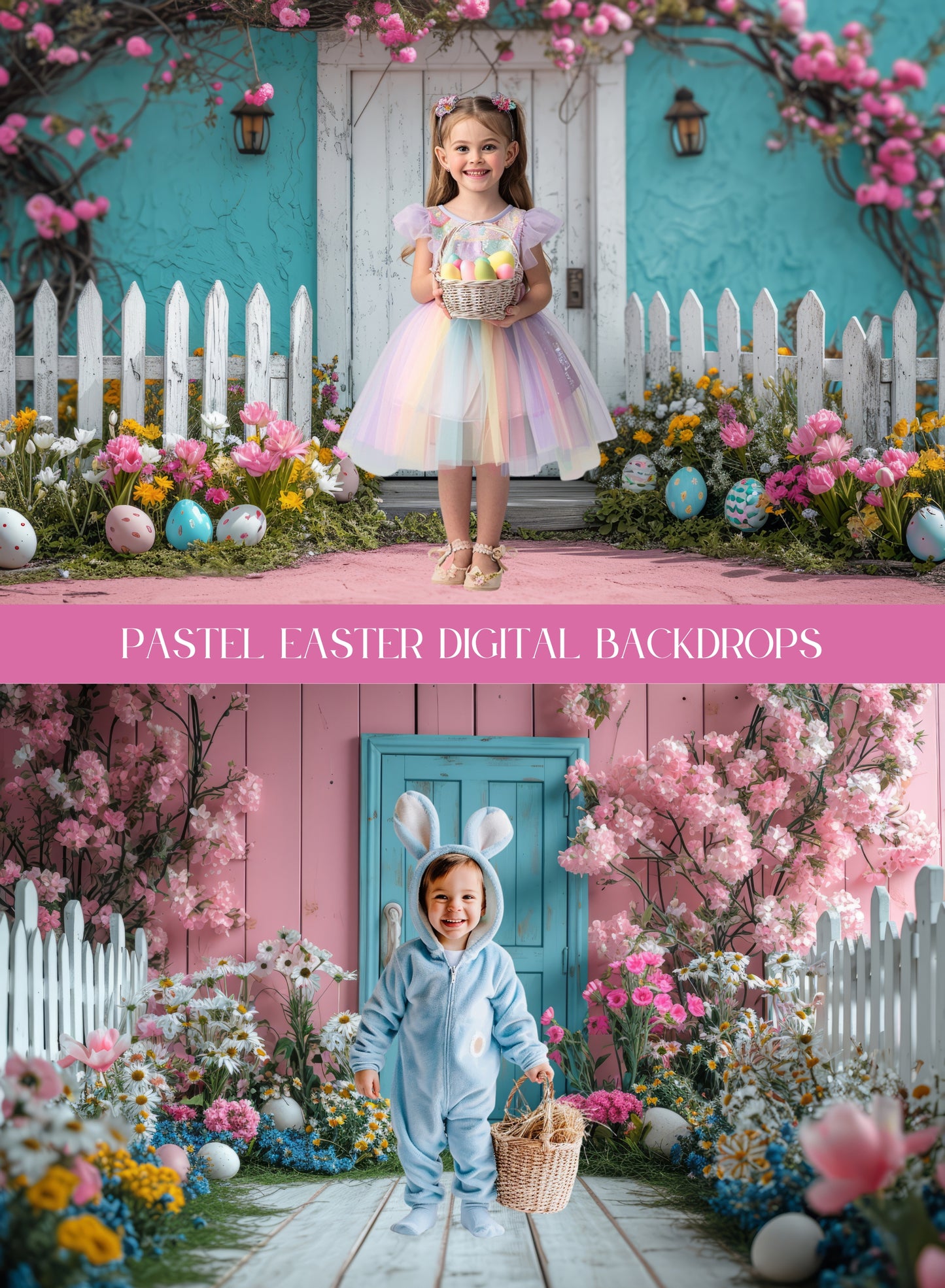 Pastel Easter Spring Digital Backdrops