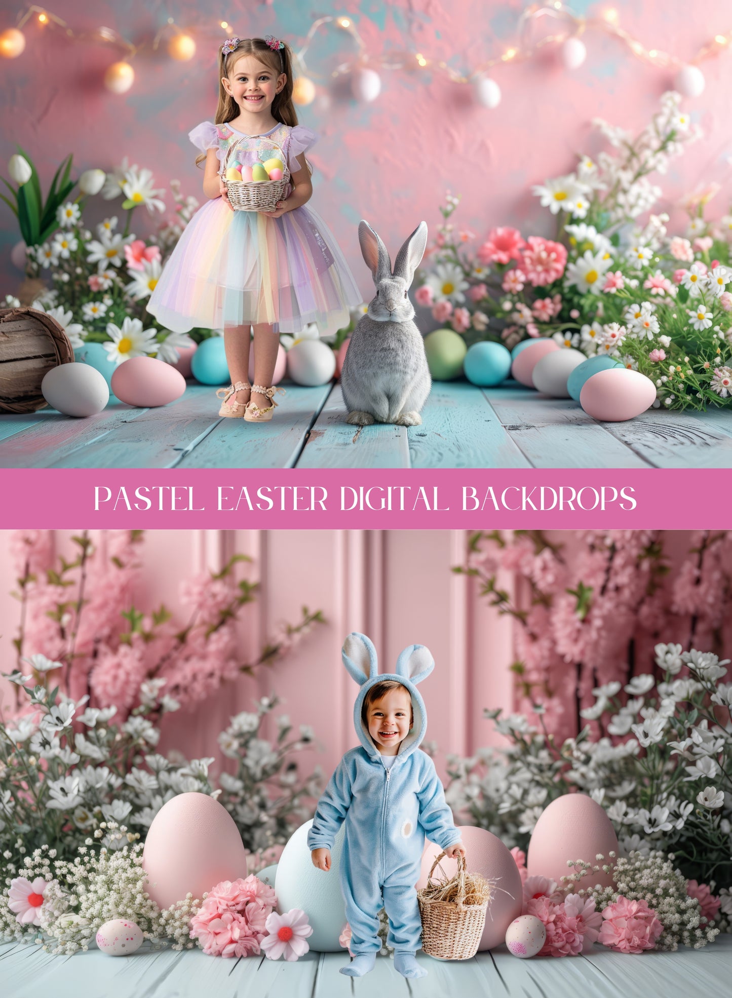 Pastel Easter Spring Digital Backdrops