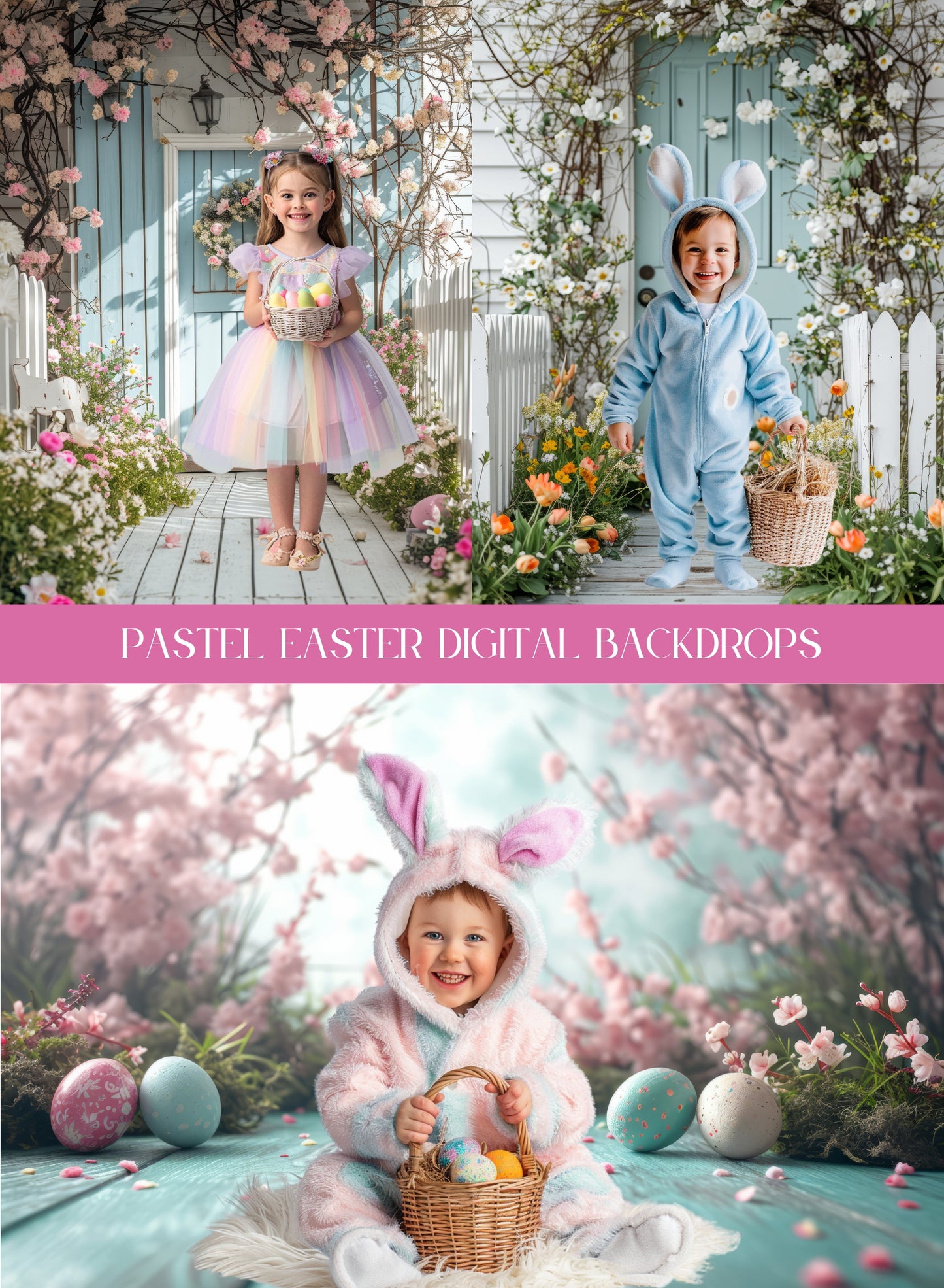 Pastel Easter Spring Digital Backdrops