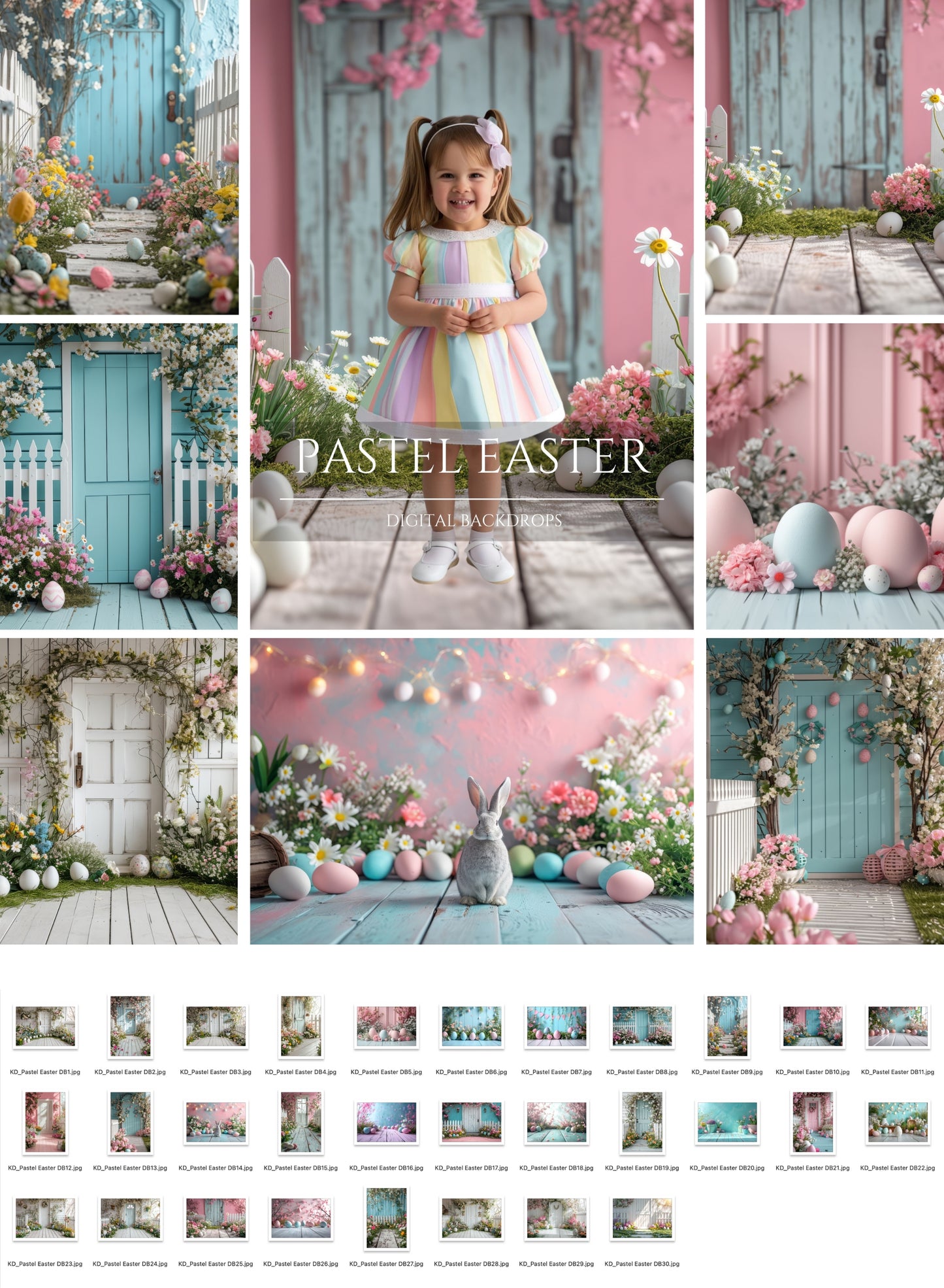 Pastel Easter Spring Digital Backdrops