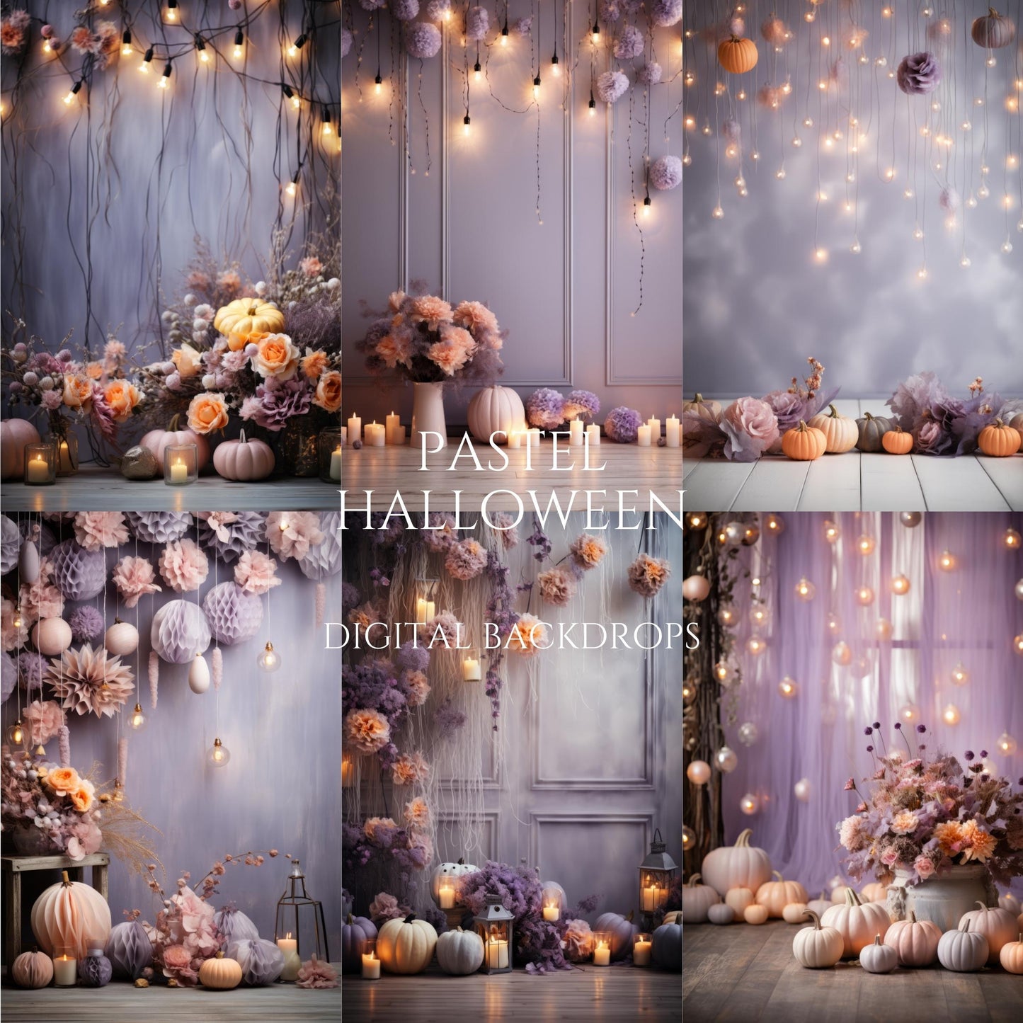 Pink and Purple Pastel Halloween Digital Backdrops