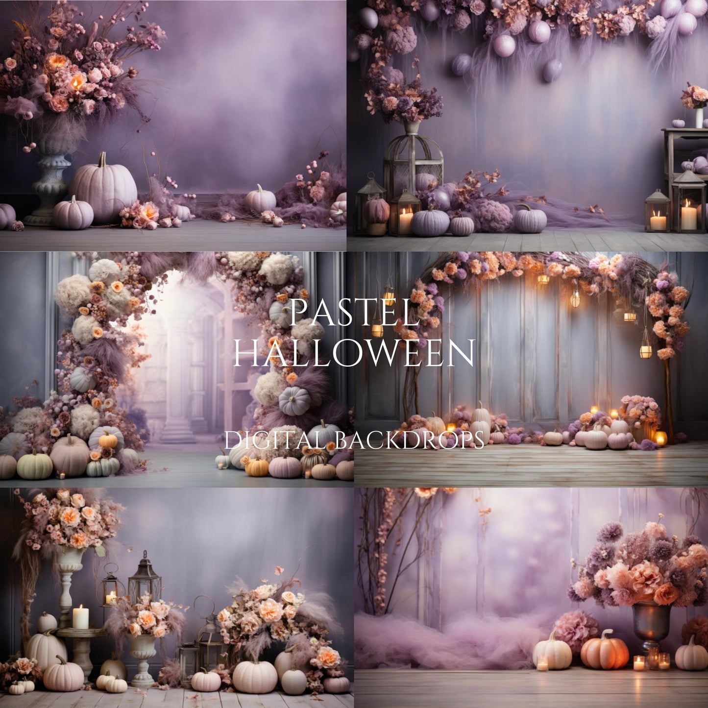 Pink and Purple Pastel Halloween Digital Backdrops