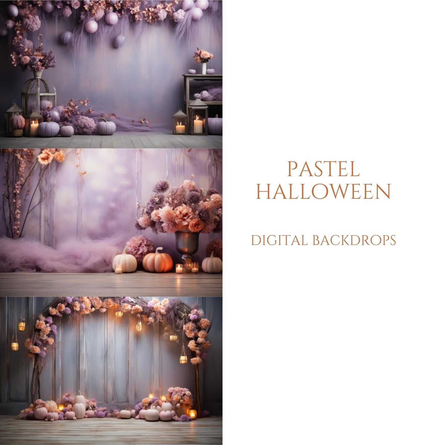 Pink and Purple Pastel Halloween Digital Backdrops