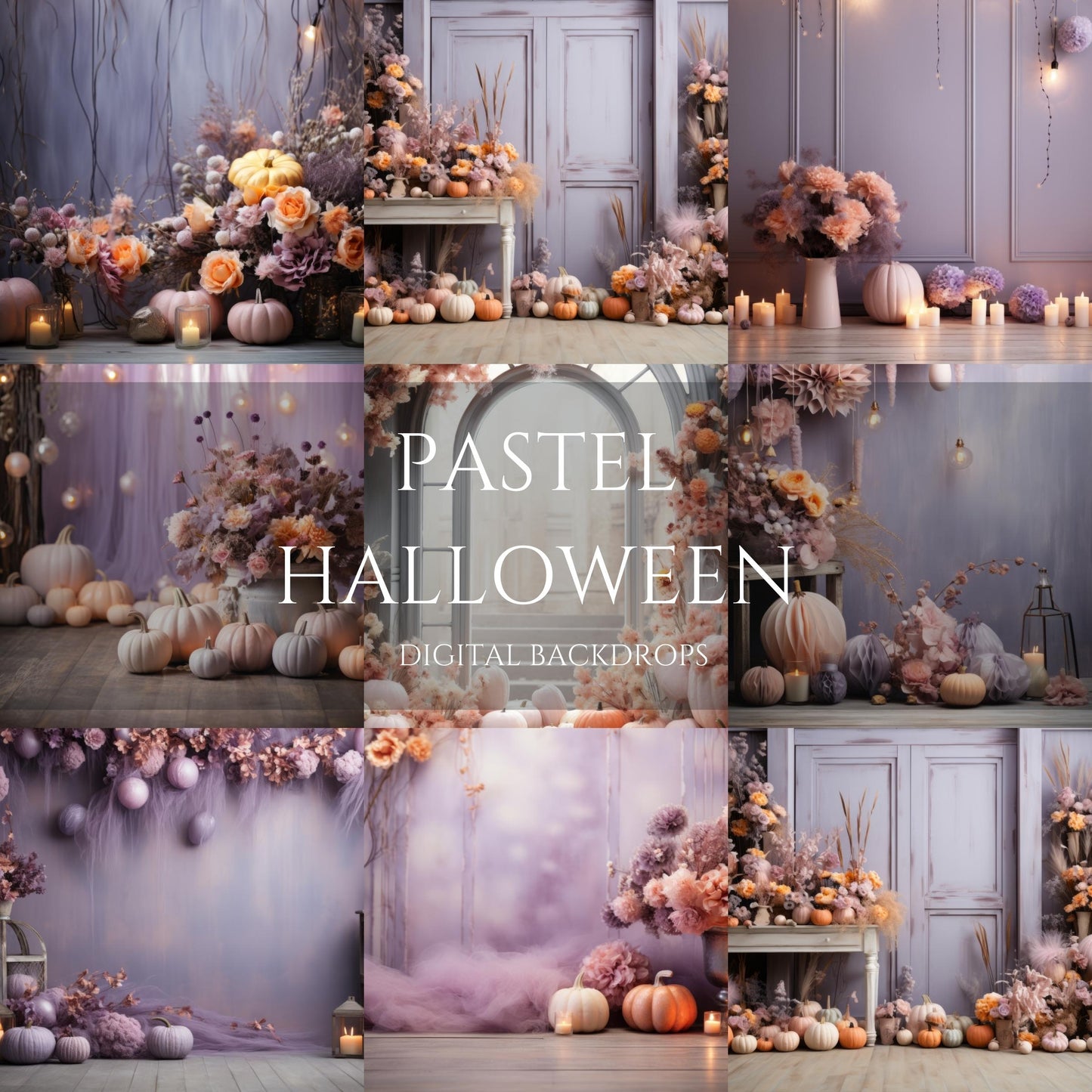 Pink and Purple Pastel Halloween Digital Backdrops