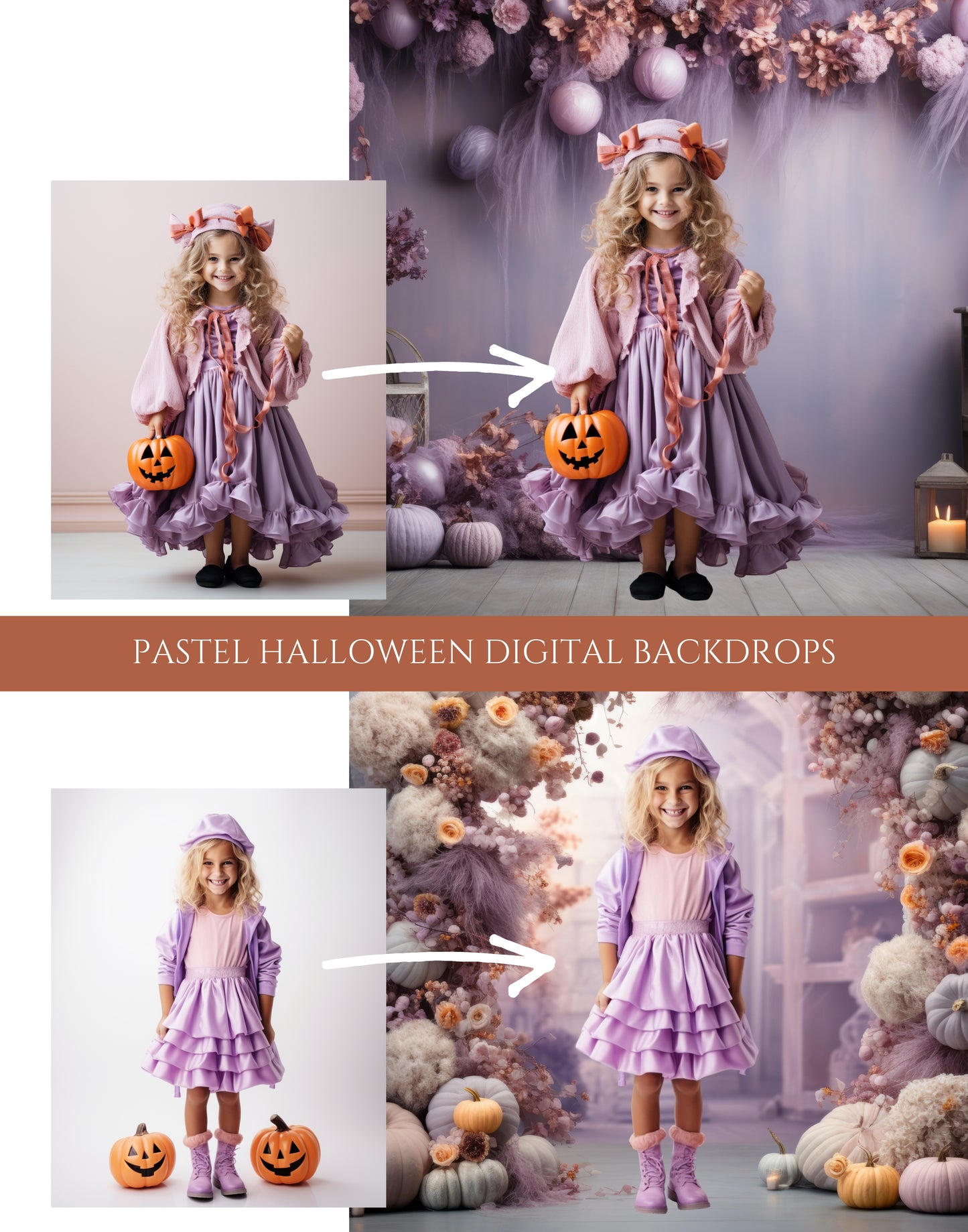 Pink and Purple Pastel Halloween Digital Backdrops