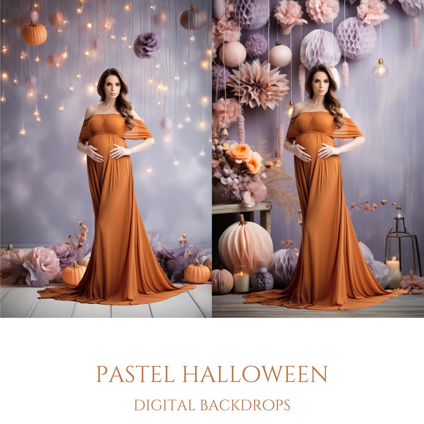 Pink and Purple Pastel Halloween Digital Backdrops