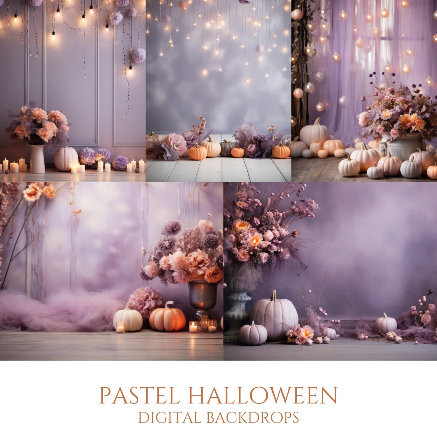 Pink and Purple Pastel Halloween Digital Backdrops