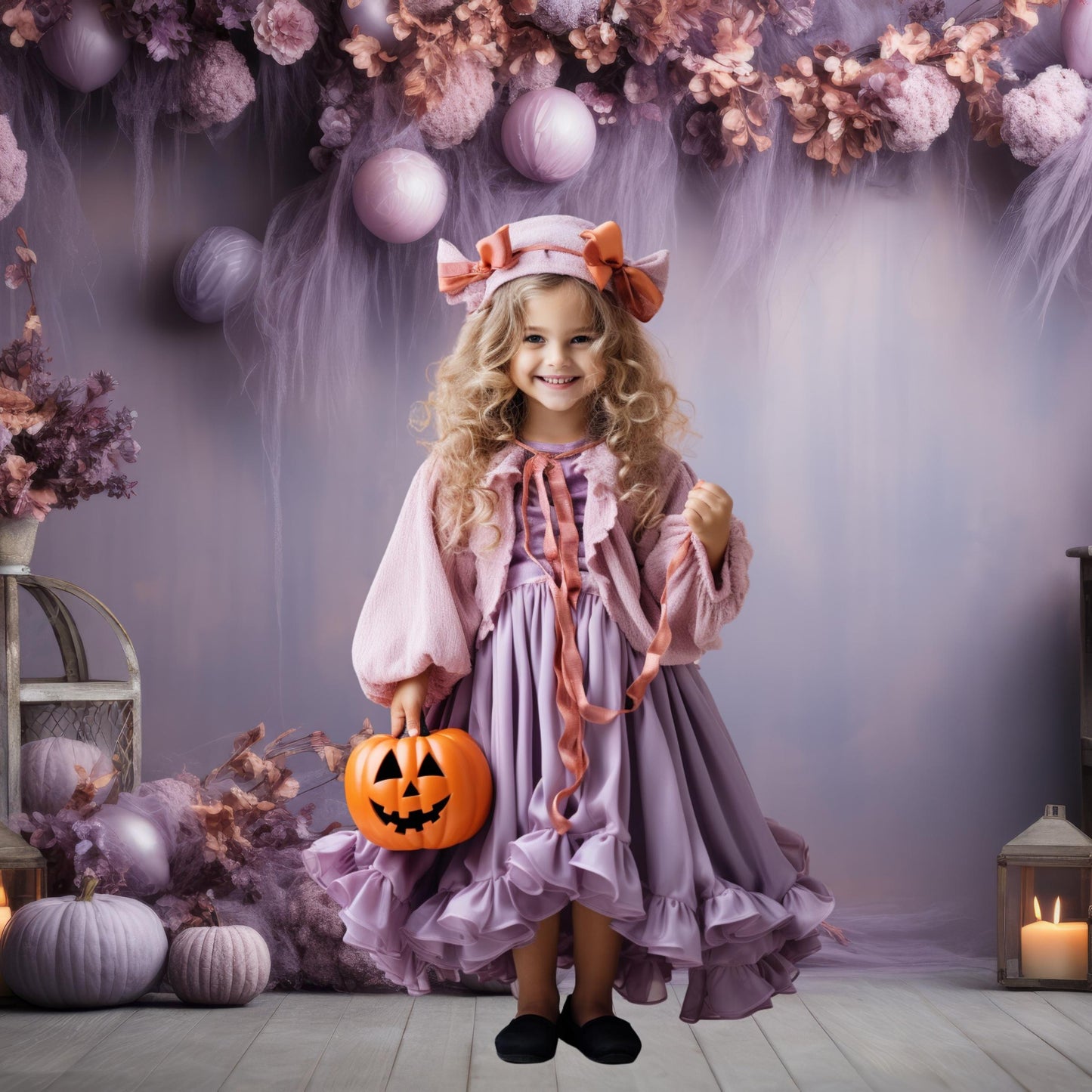 Pink and Purple Pastel Halloween Digital Backdrops