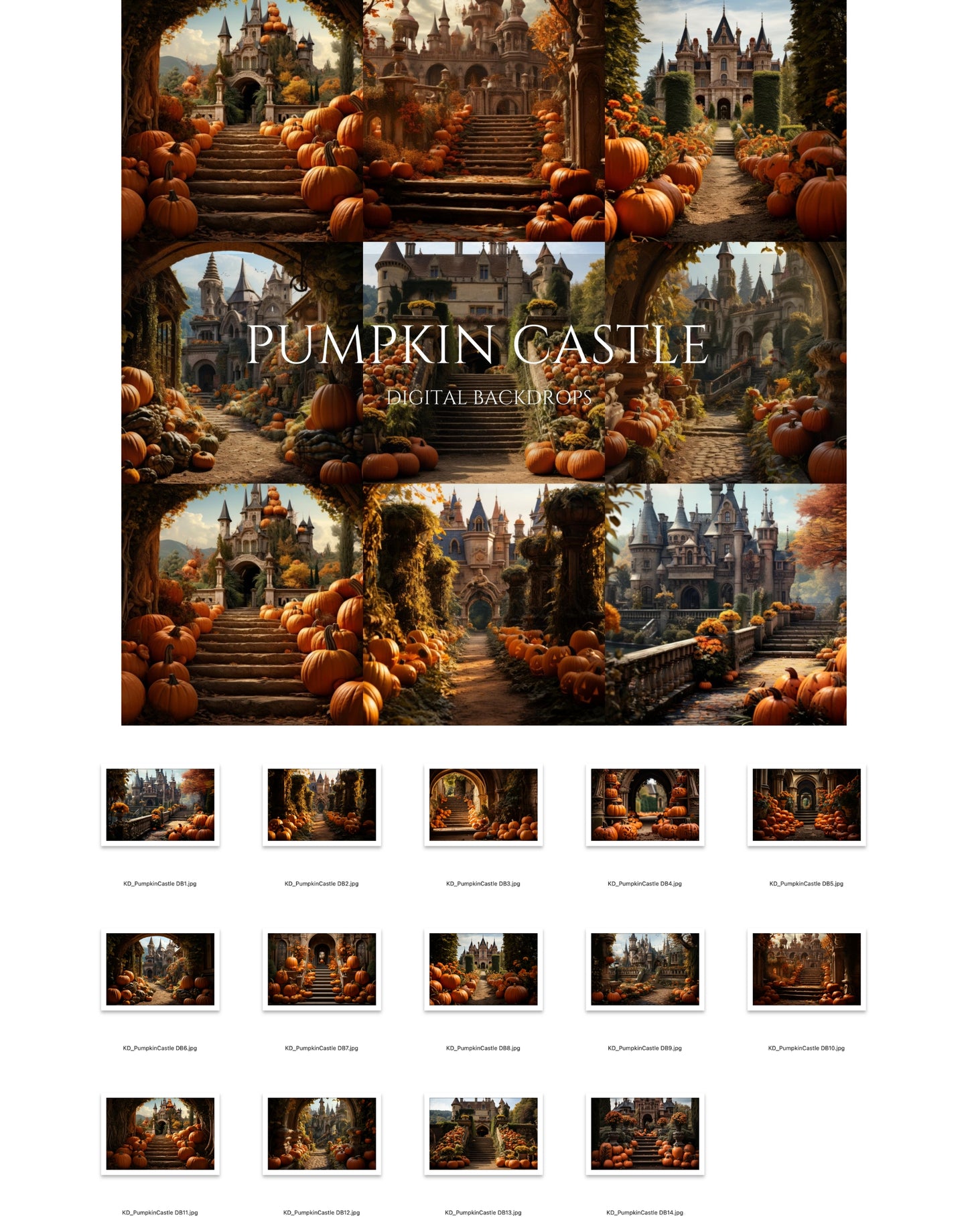 Pumpkin Castle Halloween Digital Backdrops