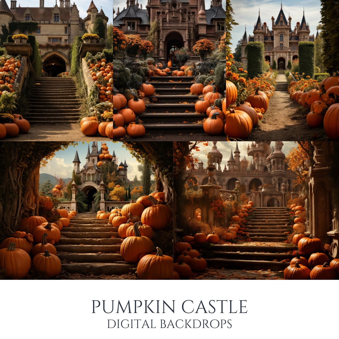 Pumpkin Castle Halloween Digital Backdrops