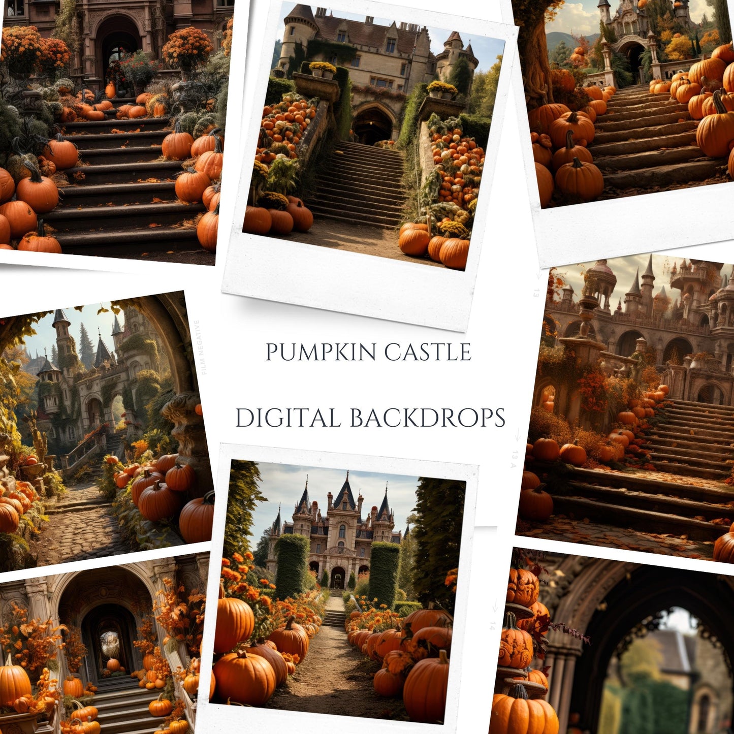 Pumpkin Castle Halloween Digital Backdrops