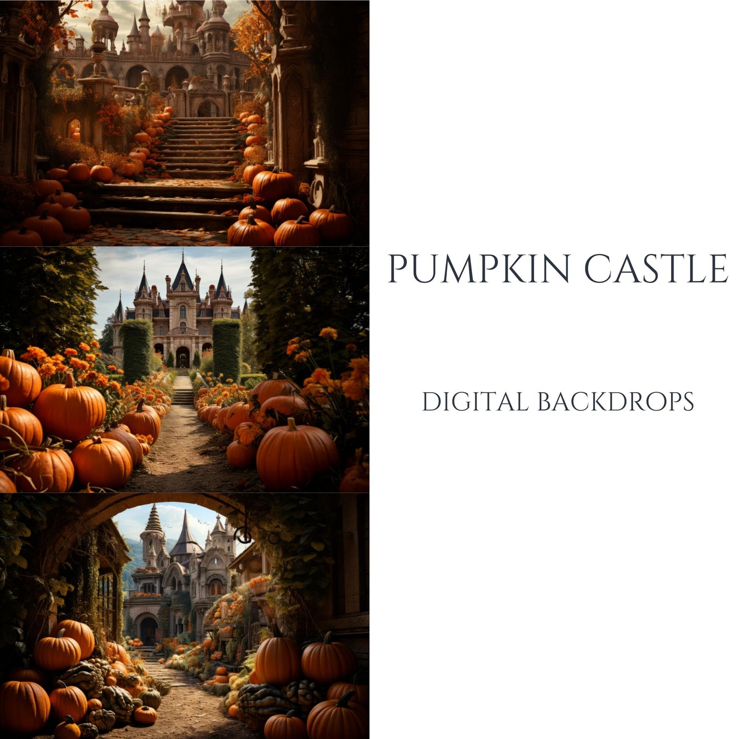 Pumpkin Castle Halloween Digital Backdrops