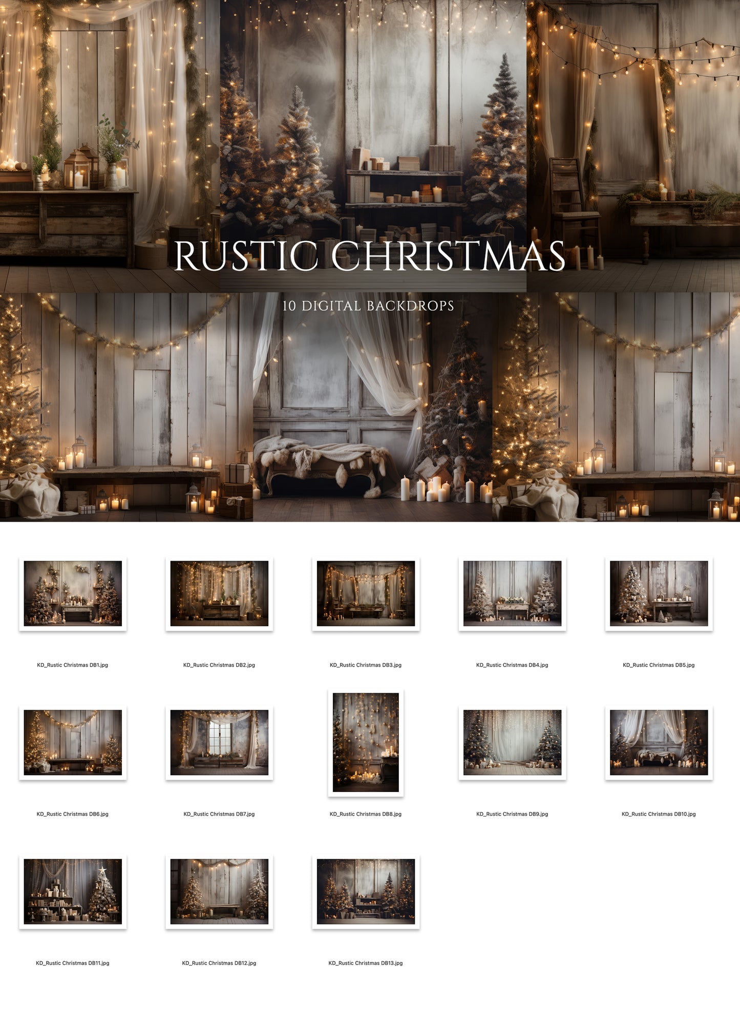 Rustic Christmas Digital Backdrops