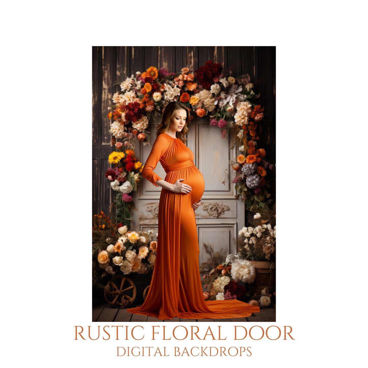 Rustic Floral Door Digital Backdrops