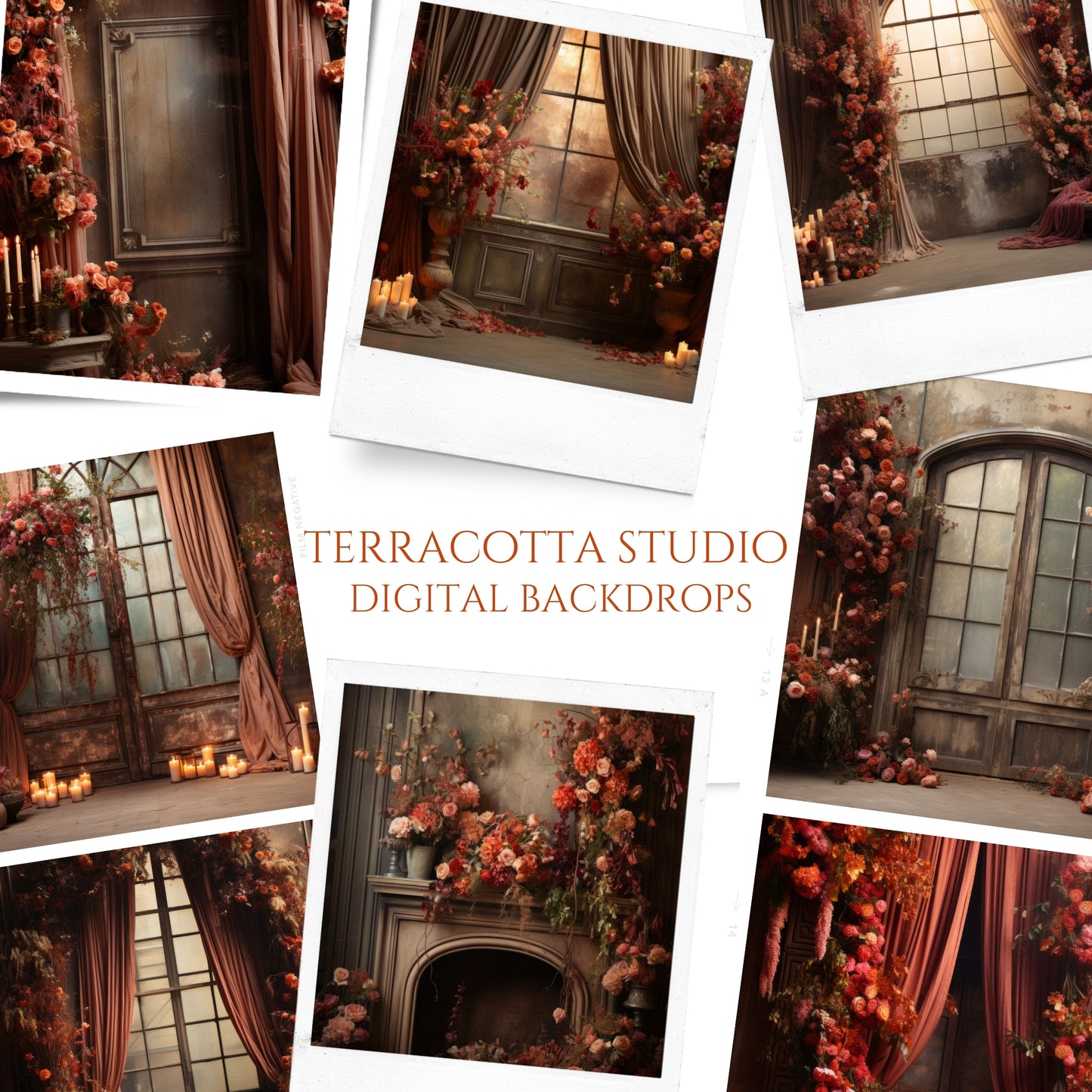 Terracotta Florals Digital Backdrops