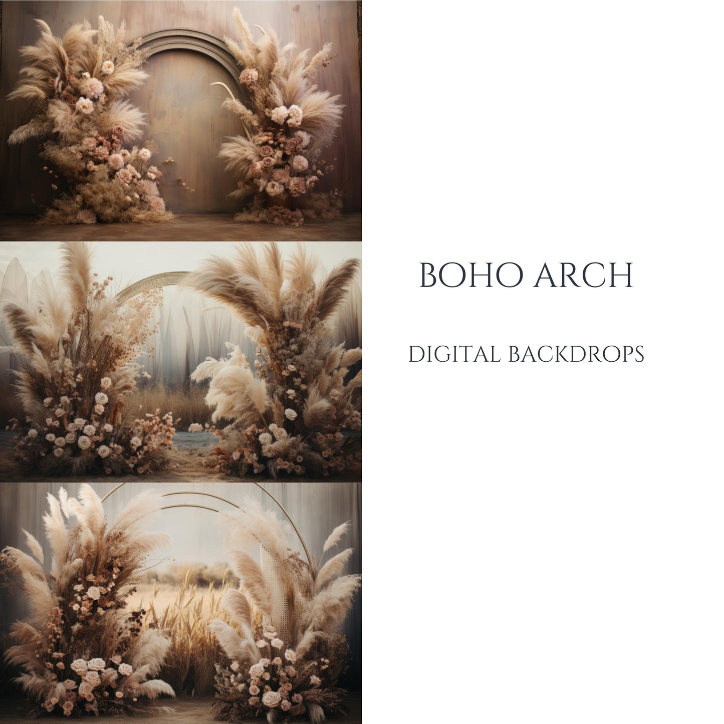 Boho Floral Arch Photo Studio Digital Backdrops