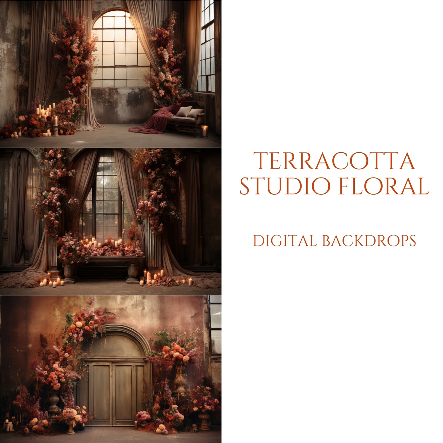Terracotta Florals Digital Backdrops