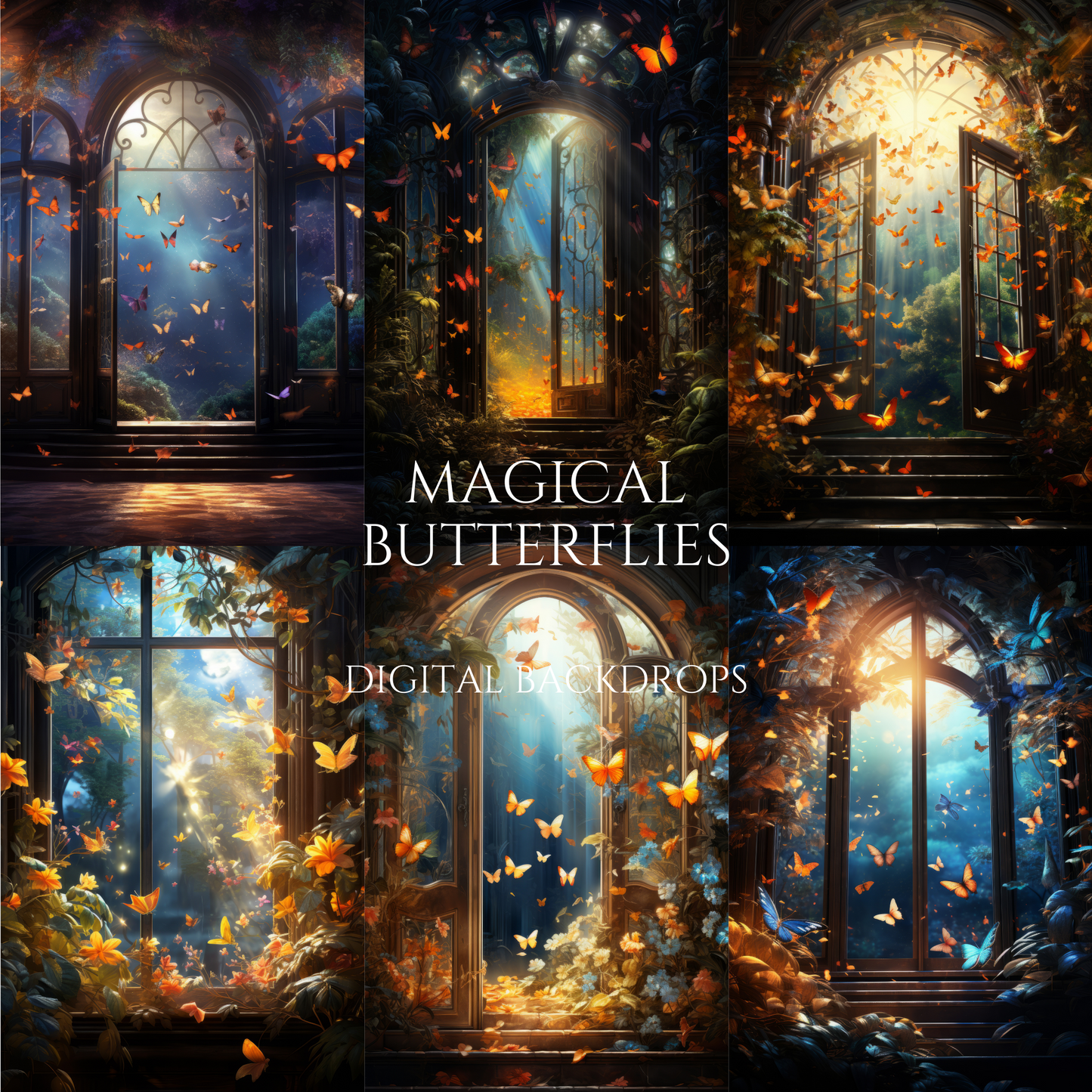 Magical Butterflies Digital Backdrops