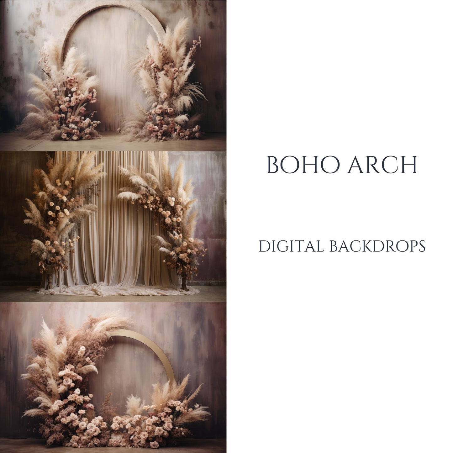 Boho Floral Arch Photo Studio Digital Backdrops