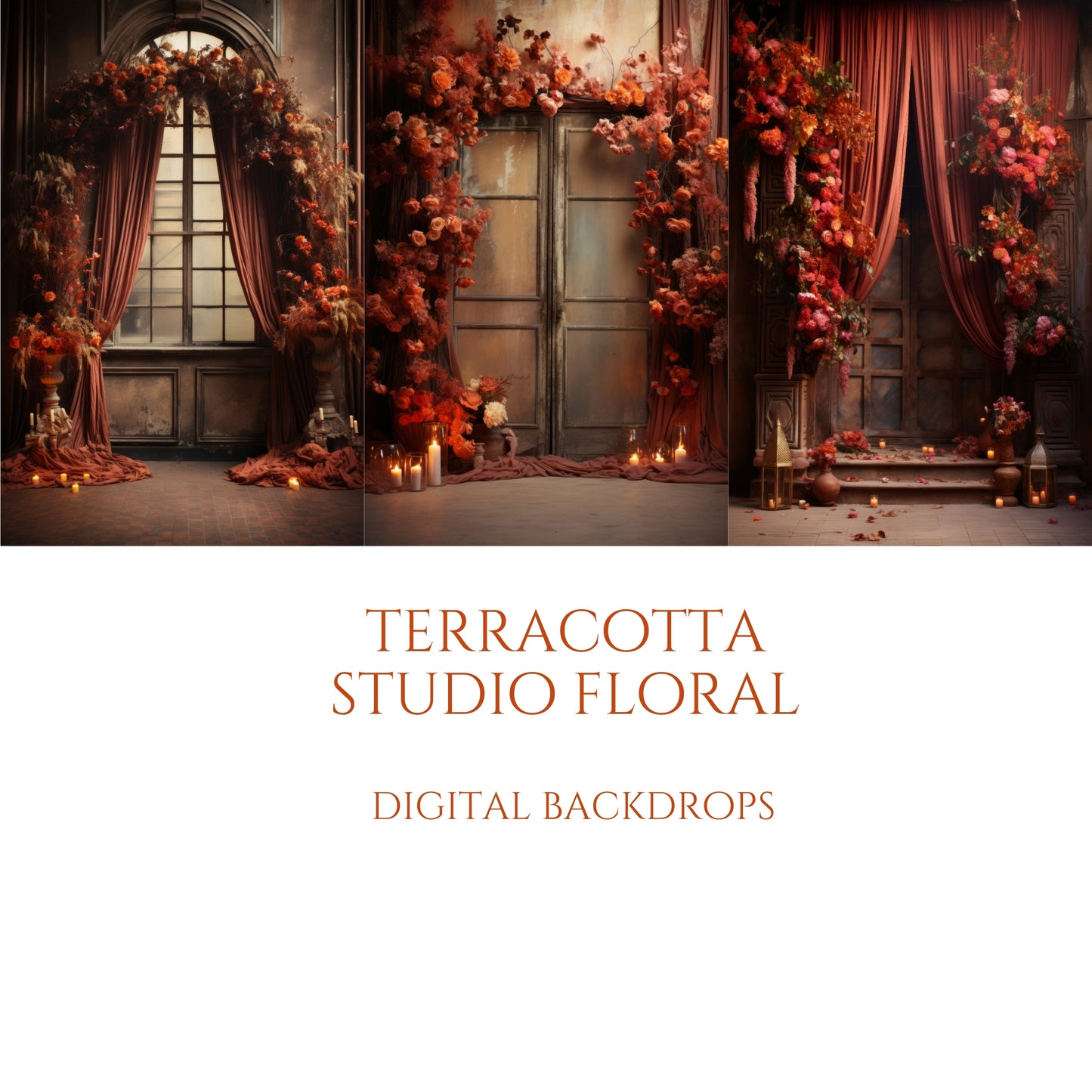 Terracotta Florals Digital Backdrops