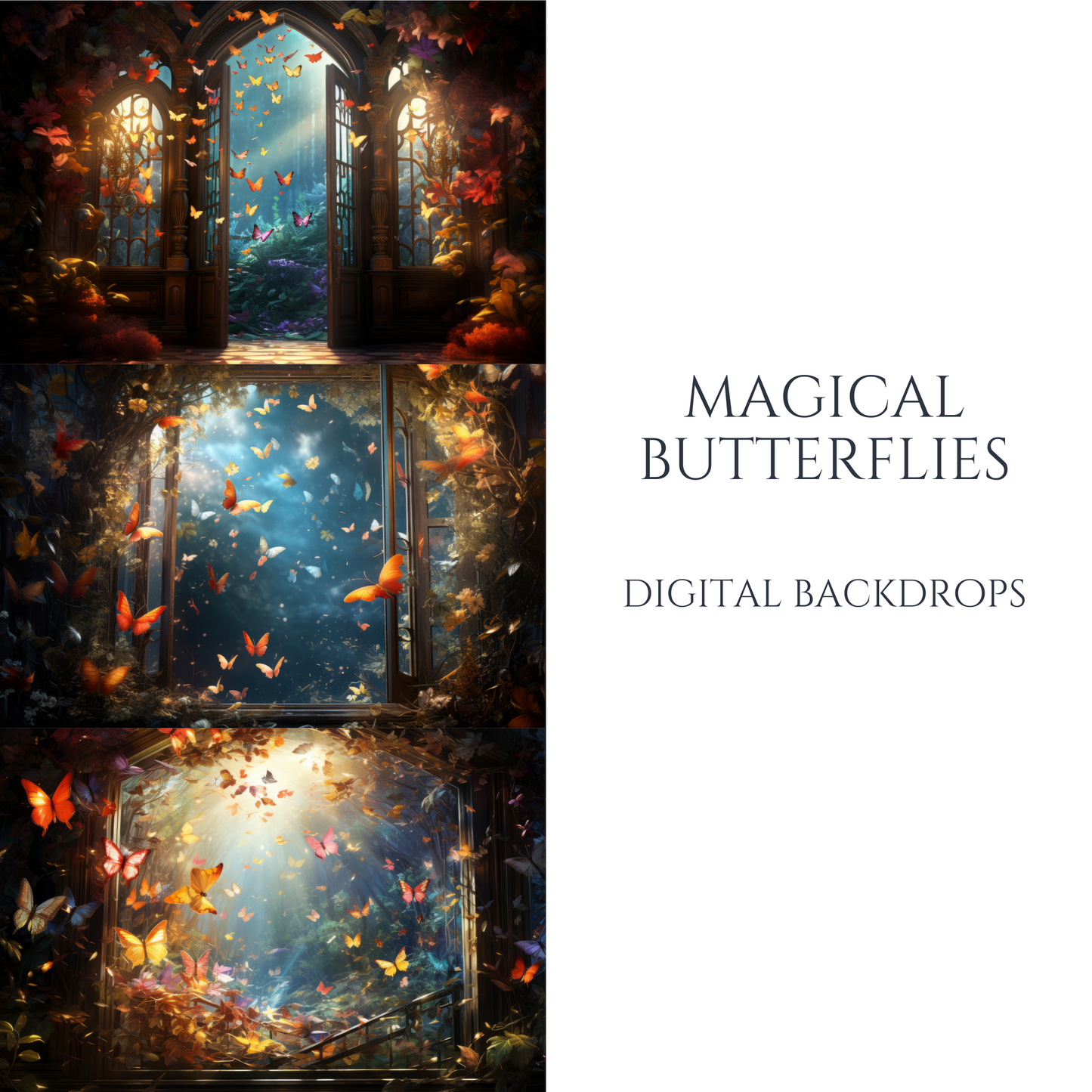 Magical Butterflies Digital Backdrops