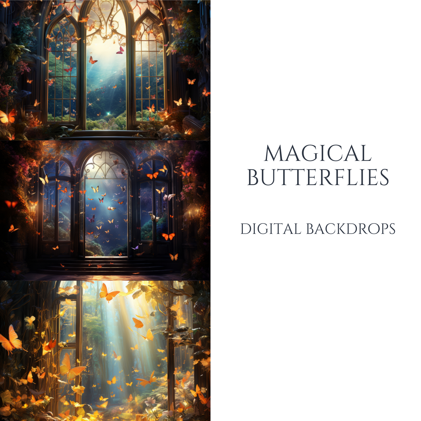 Magical Butterflies Digital Backdrops