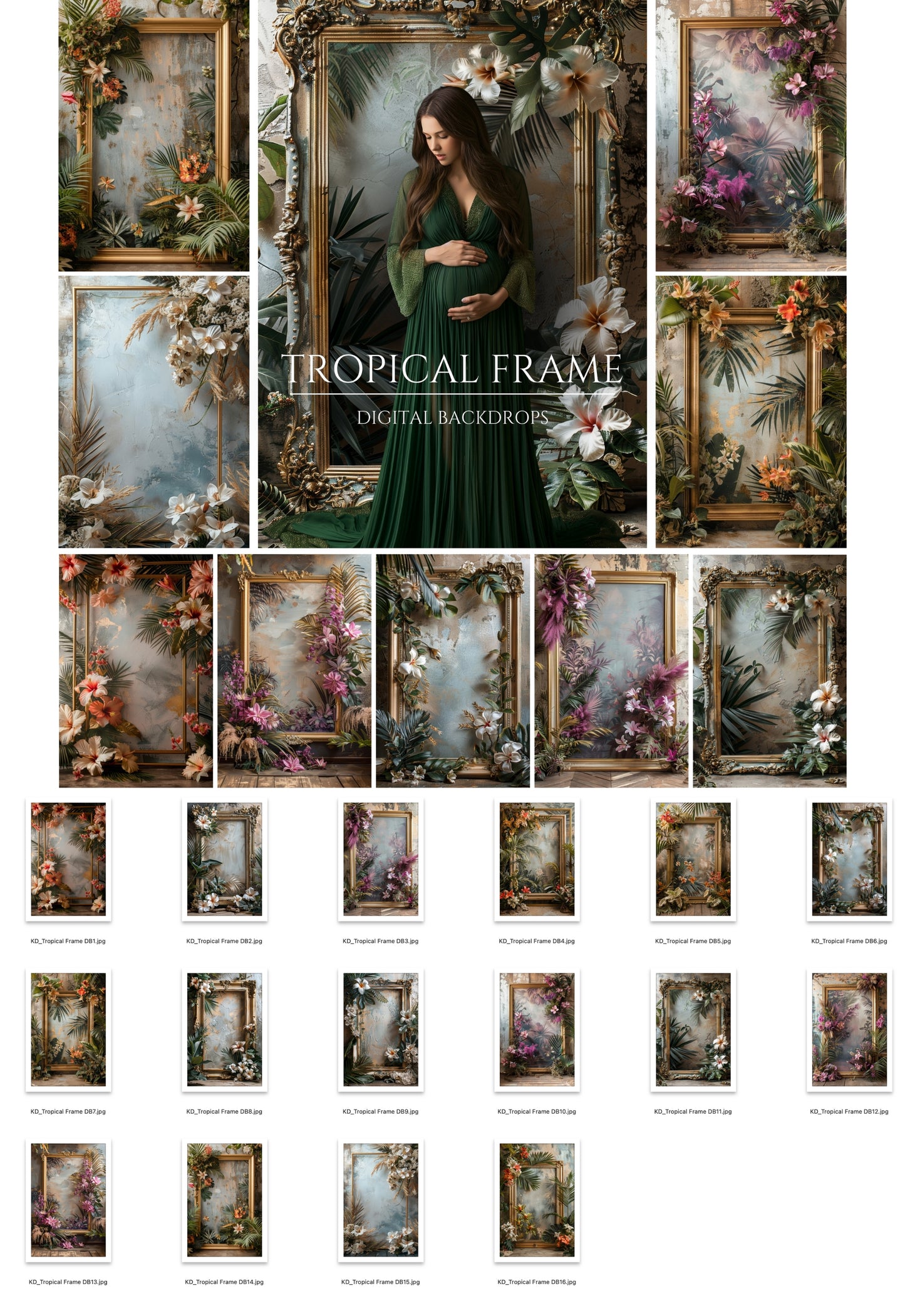 Tropical Frame Maternity Digital Backdrops