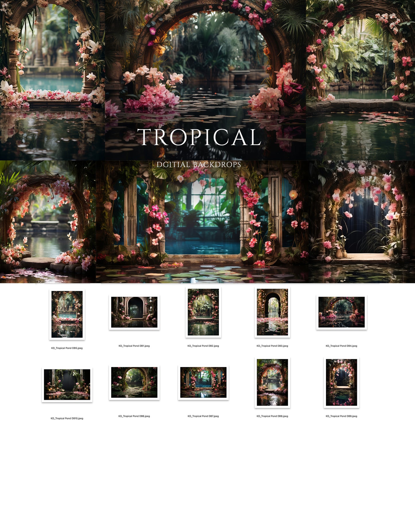 Tropical Pond Digital Backdrops