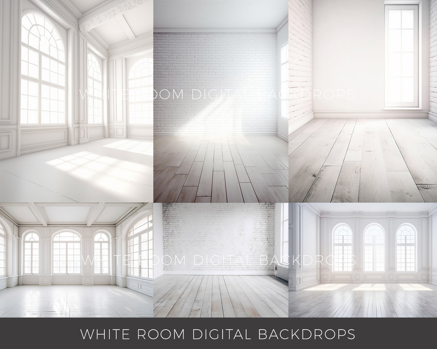 15 White Room Digital Photo Backdrops