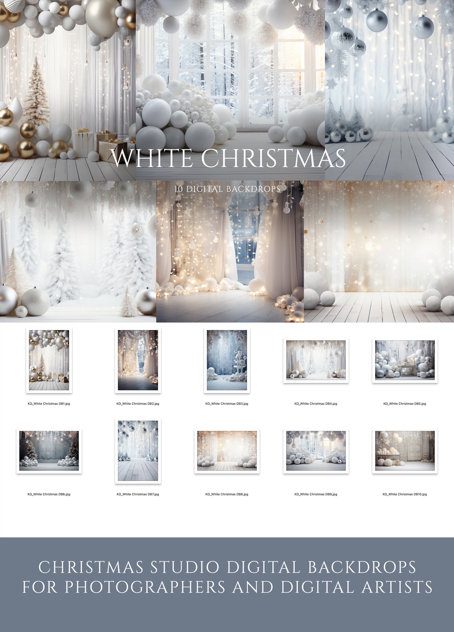 White Christmas Digital Backdrops