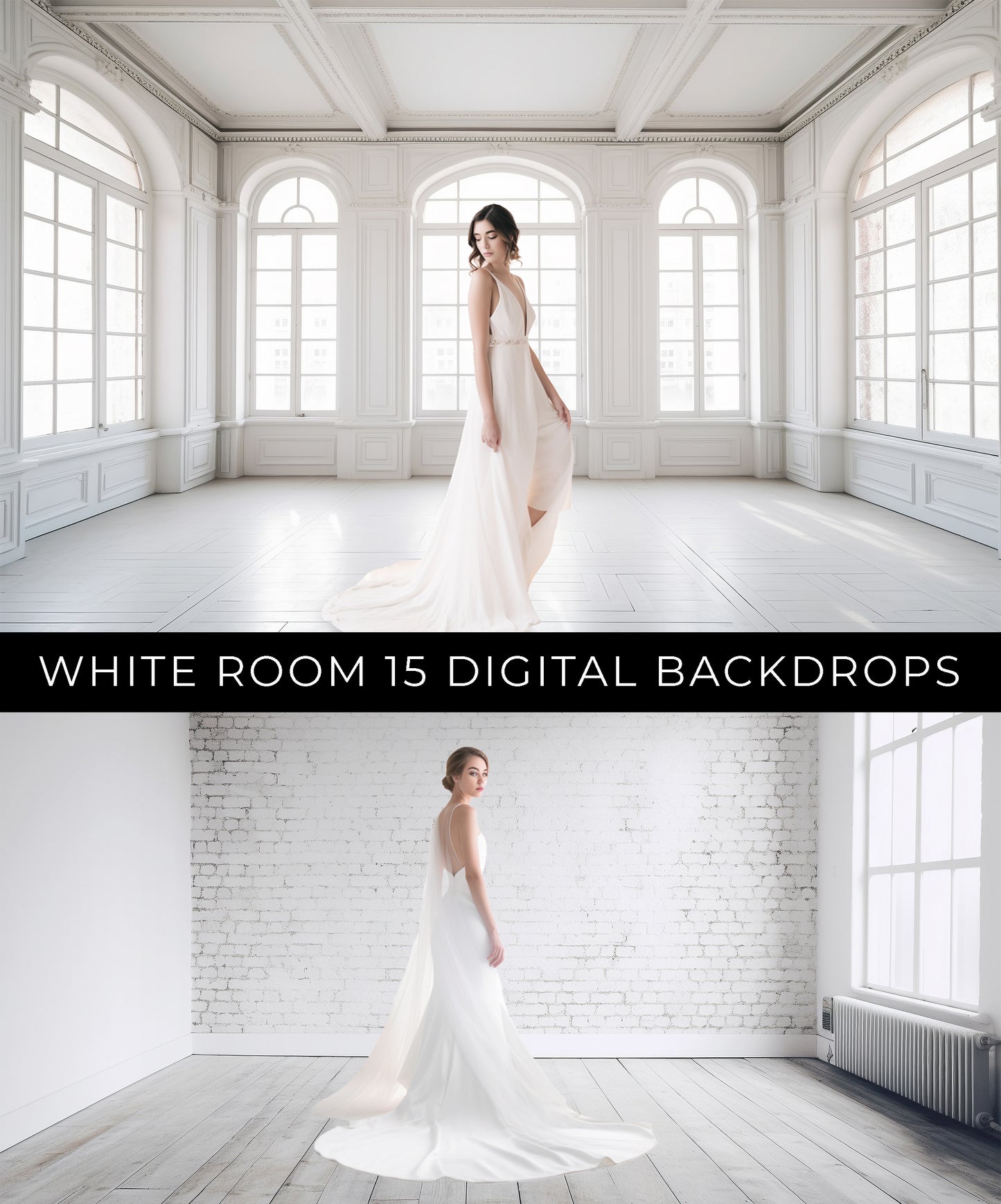 15 White Room Digital Photo Backdrops