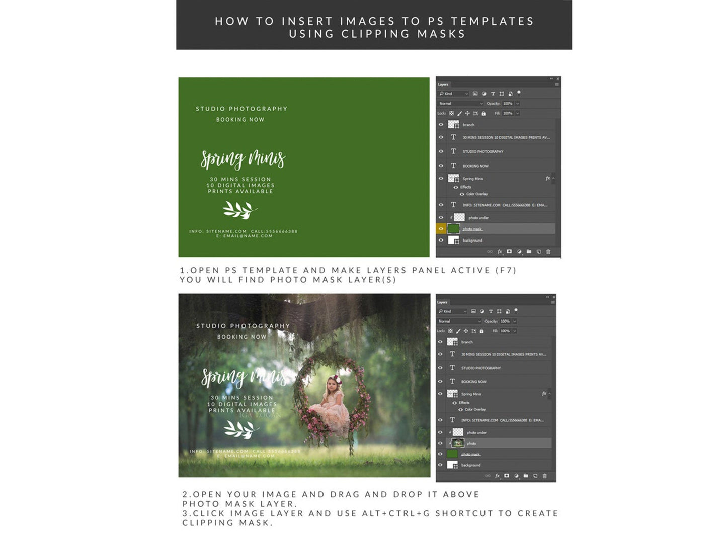 Fall Mini Session Template, Watercolor Photo Mask