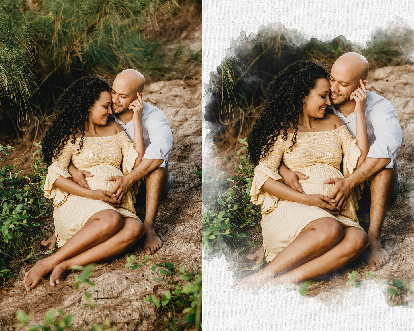 Watercolor Portrait Photo Mask PSD Template