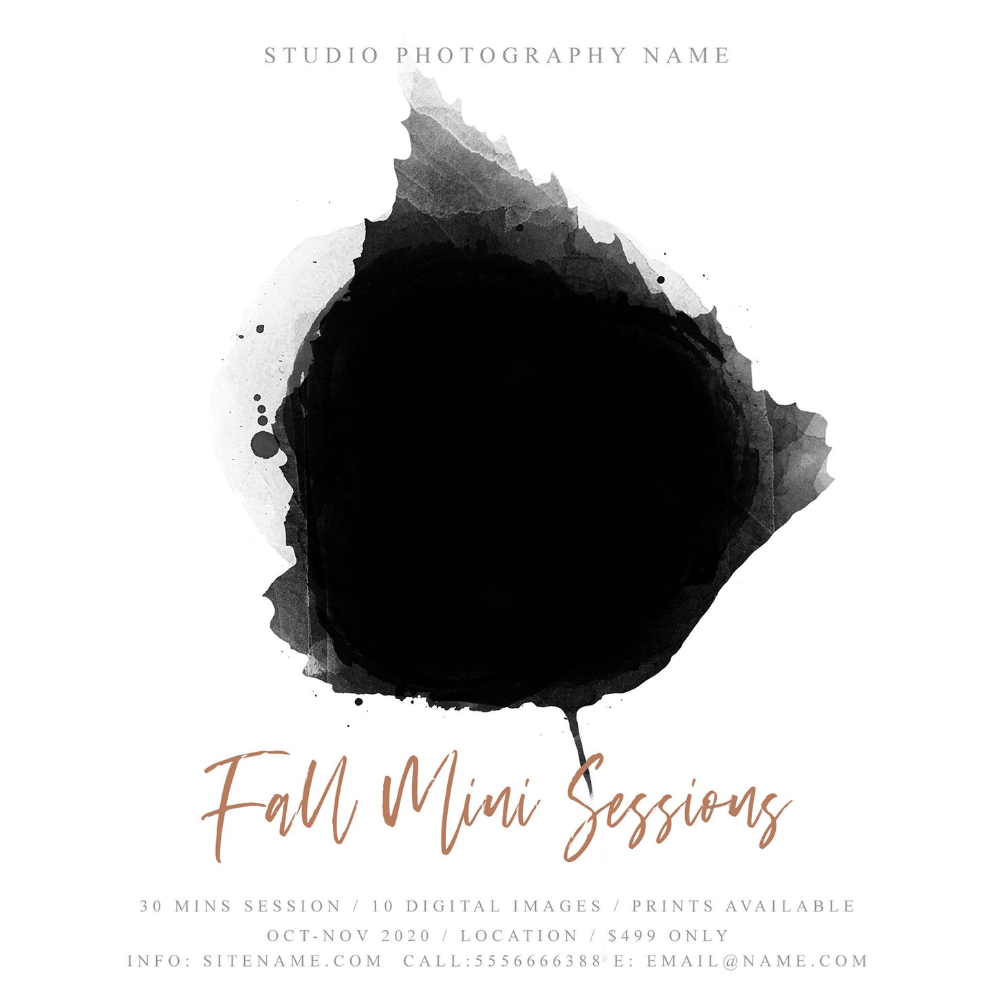 Fall Mini Session Template, Watercolor Photo Mask