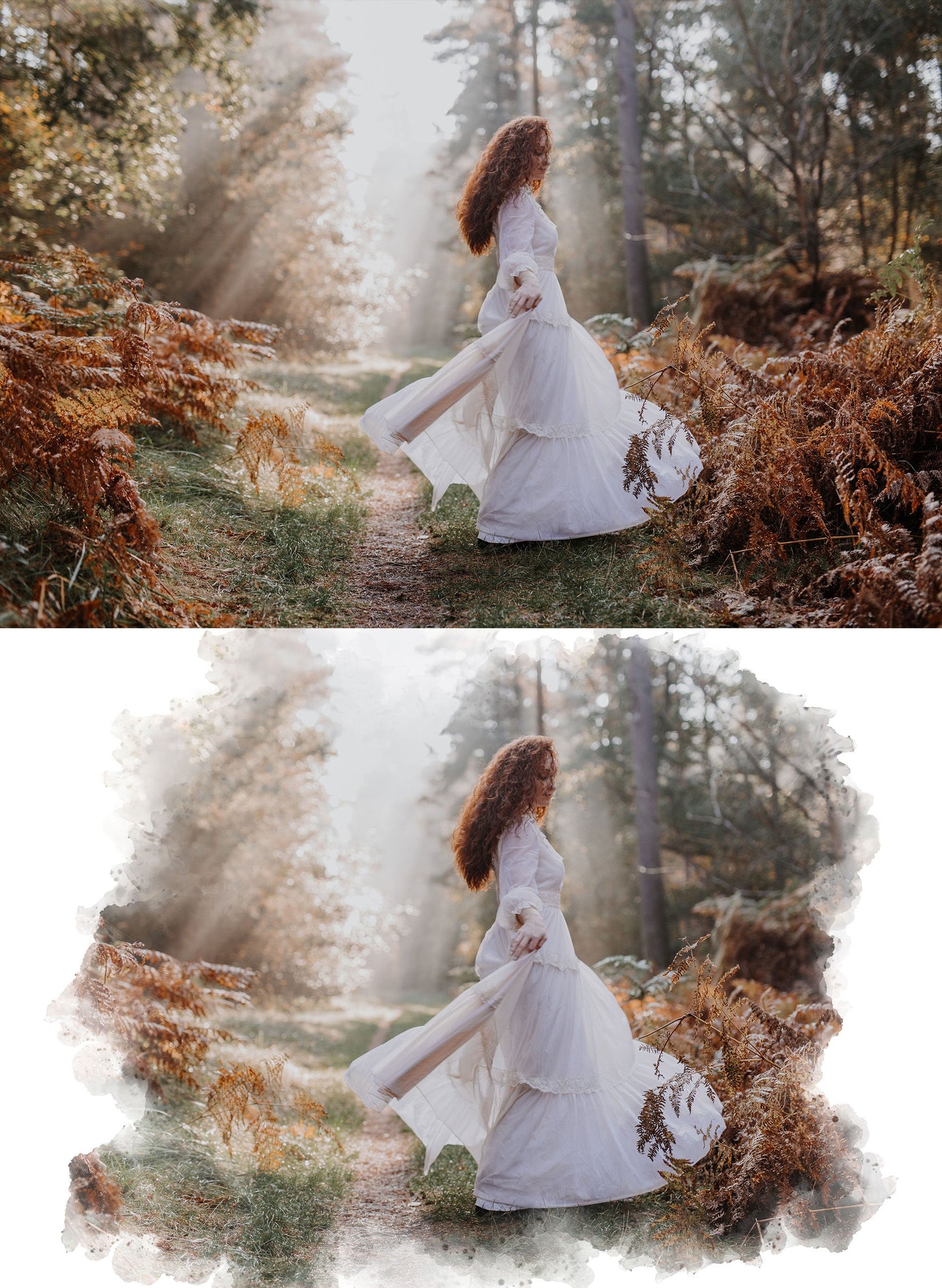 Watercolor Portrait Photo Mask PSD Template