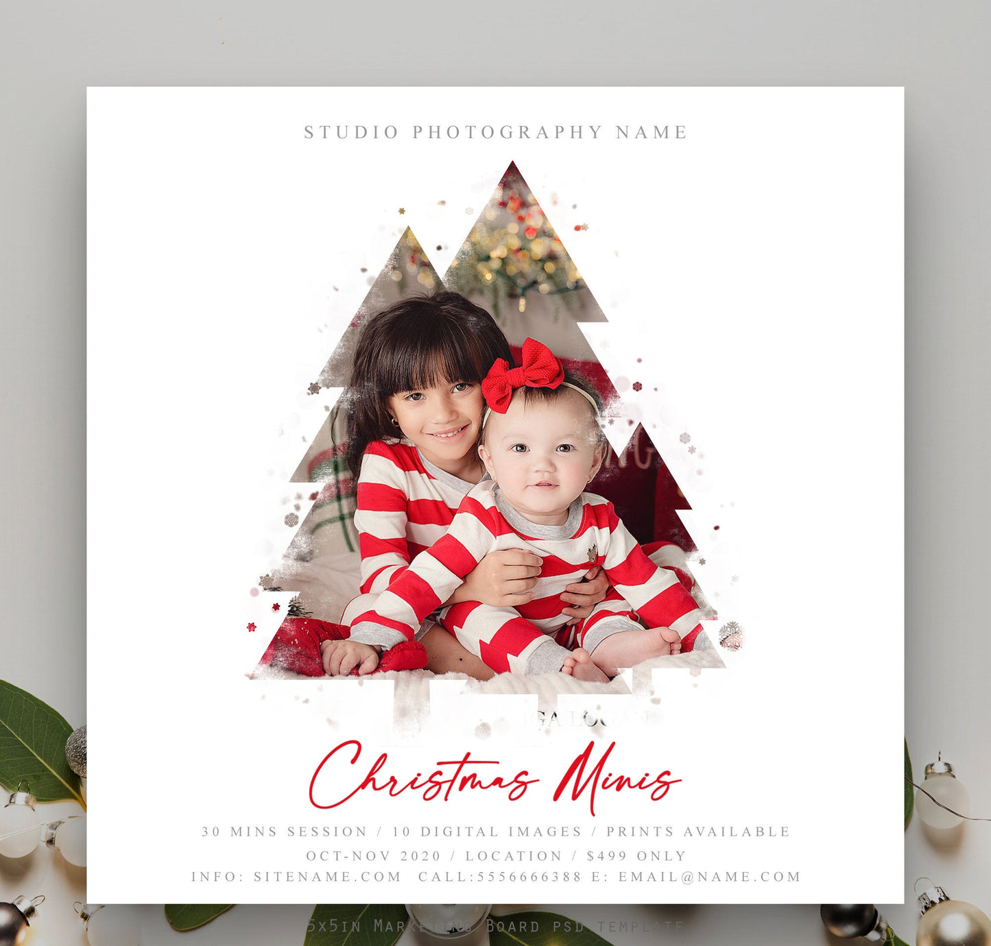 Christmas Mini Session, Photoshop Template