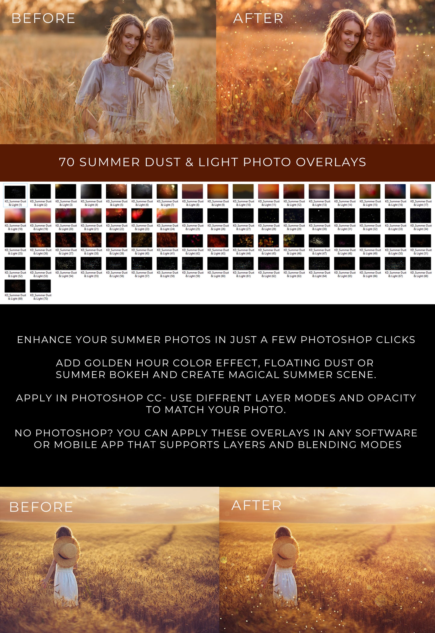 70 Summer Dust and Light Photo Overlays