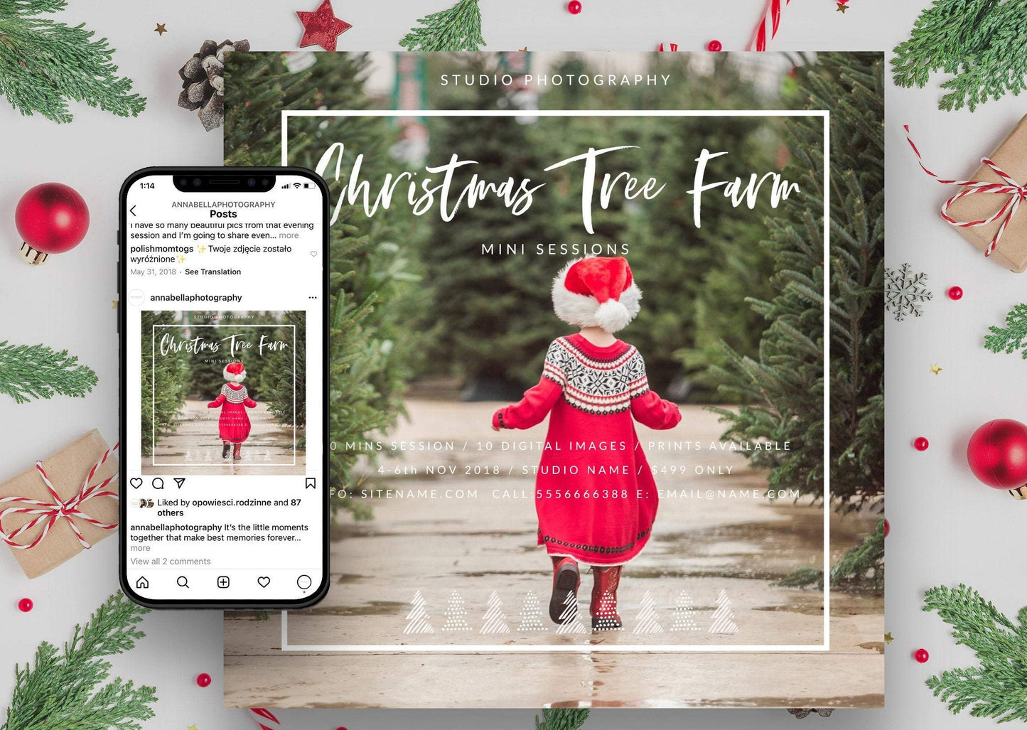 Christmas Mini Session Photoshop Template
