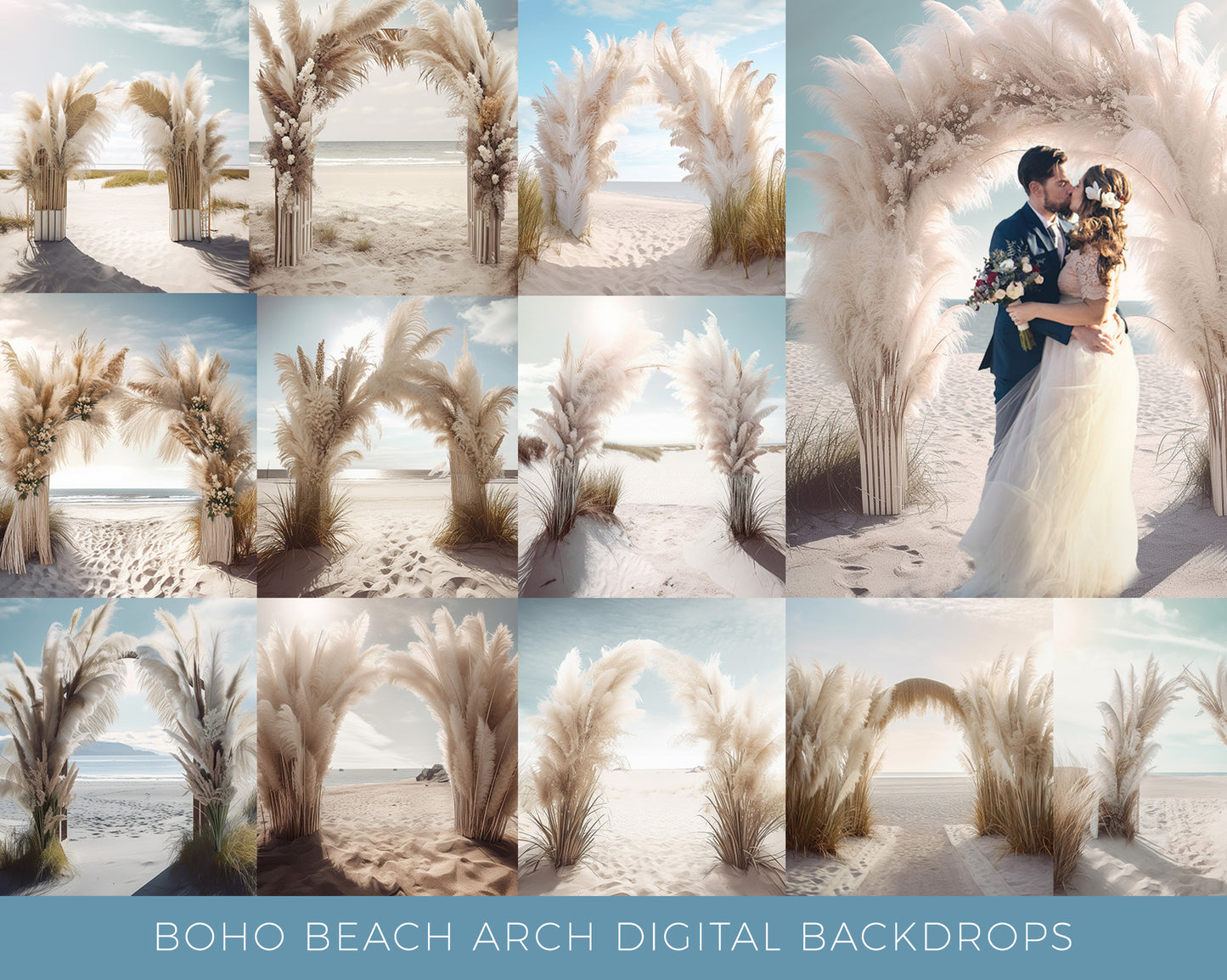 12 Boho Beach Arch Digital Backdrops