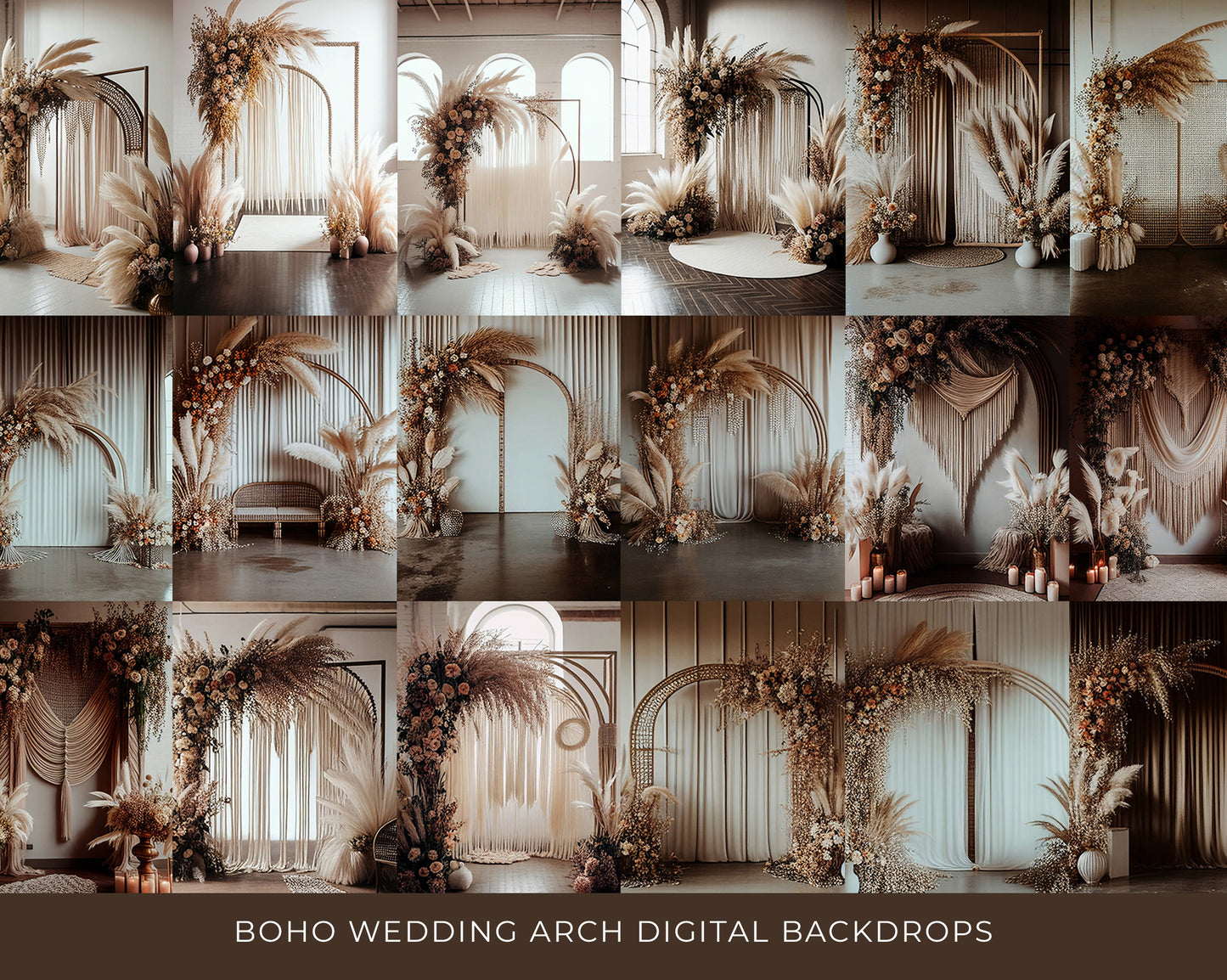 Boho Wedding Arch Digital Backdrop