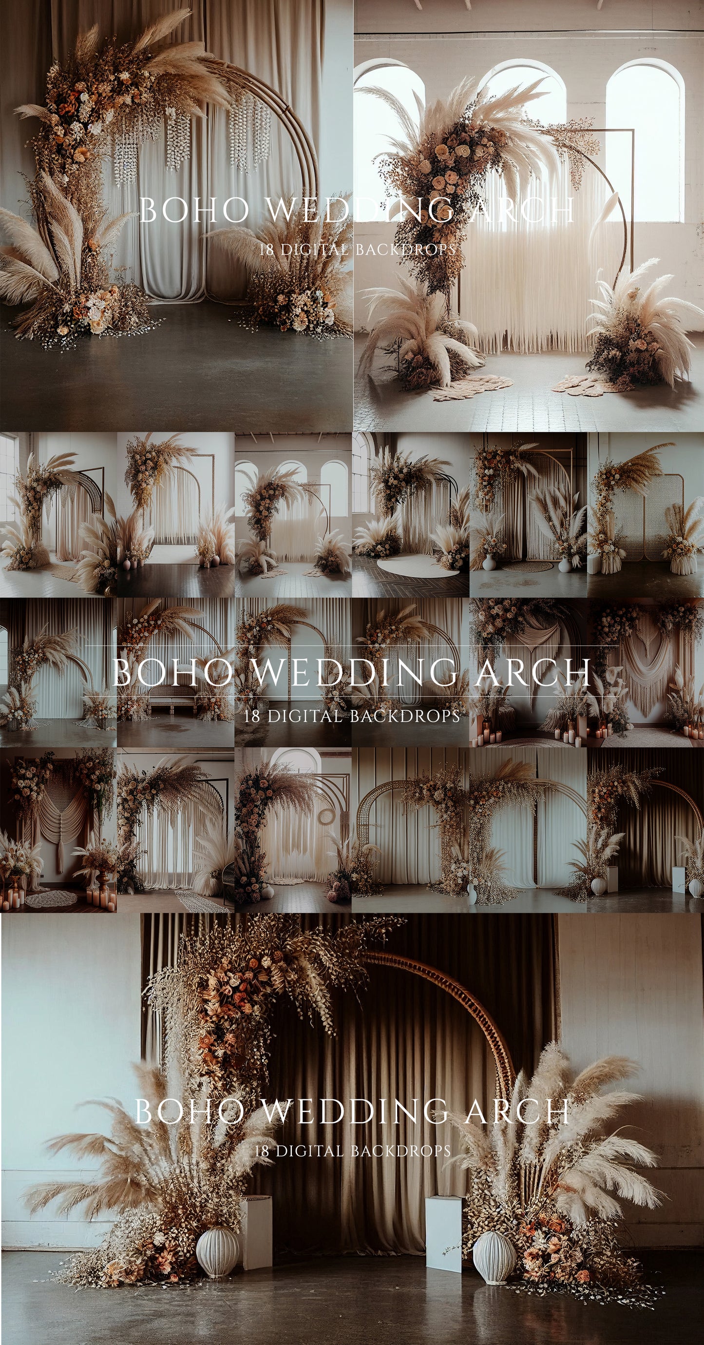 Boho Wedding Arch Digital Backdrop