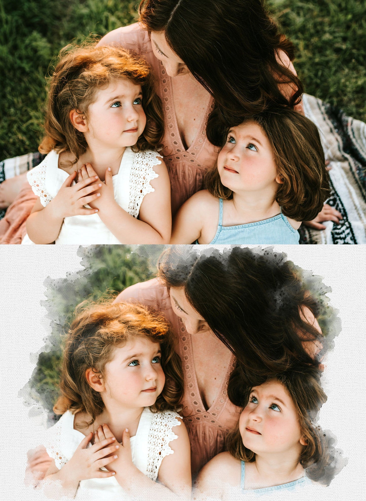 Watercolor Portrait Photo Mask PSD Template