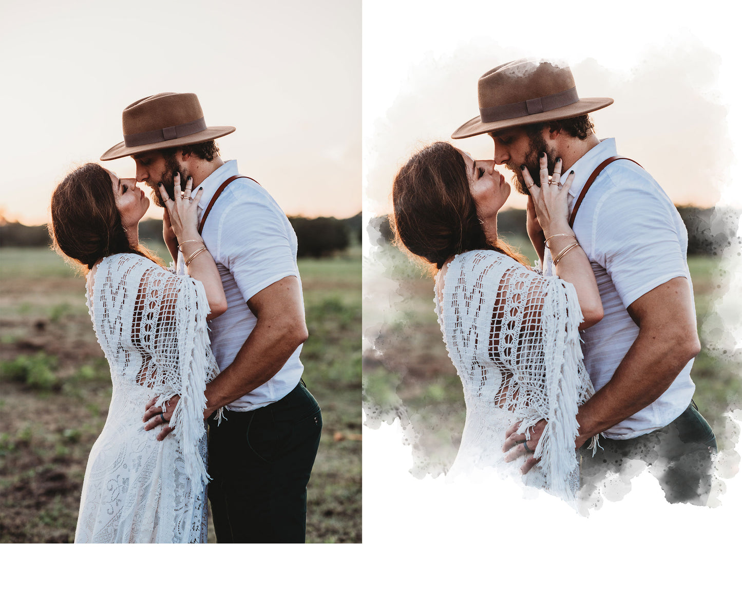 Watercolor Portrait Photo Mask PSD Template