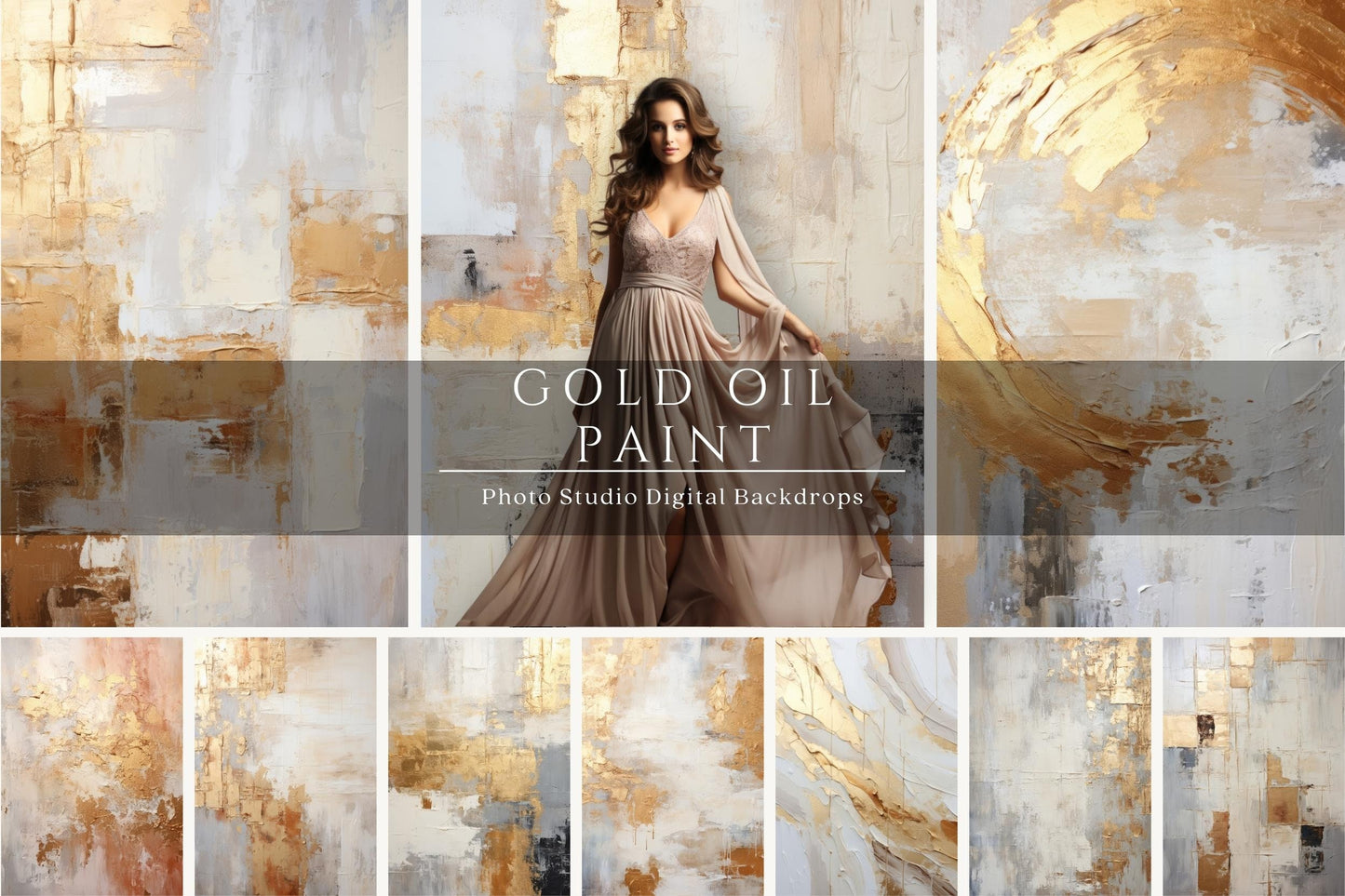 Oil Gold Paint Textures Digital Backdrops