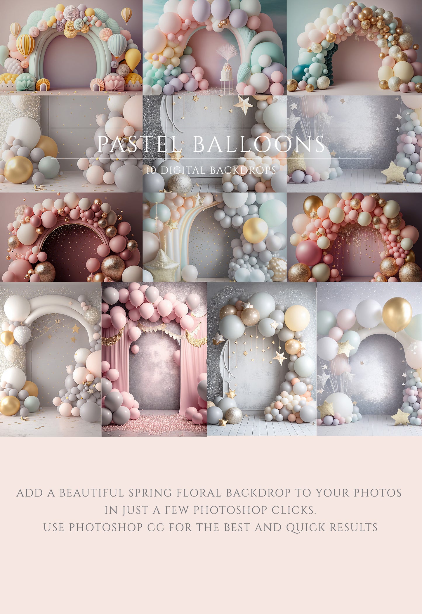 Pastel Balloons Digital Backdrops