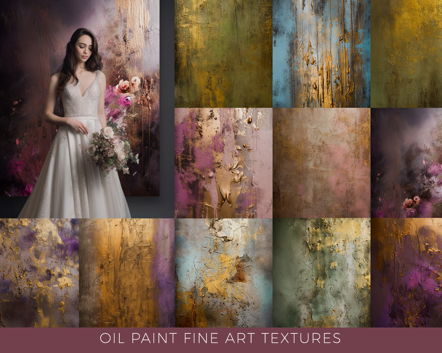 14 Oil Paint Textures Digital Backdrops