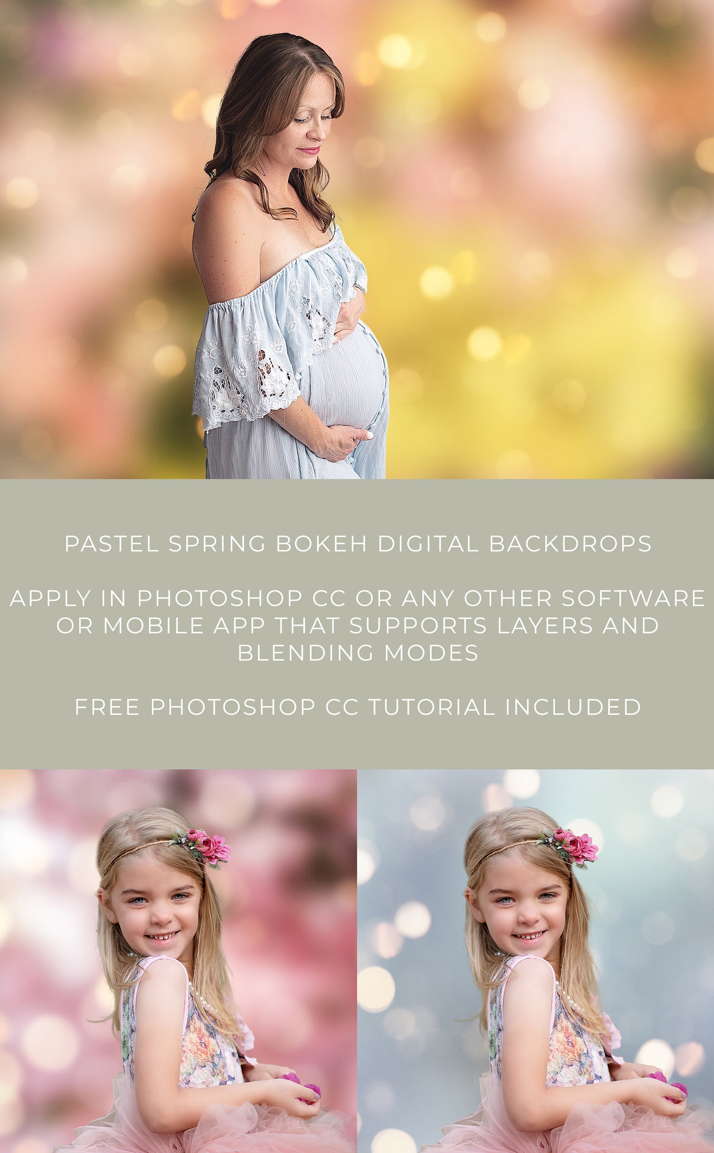 Pastel Spring Bokeh Digital Backdrops