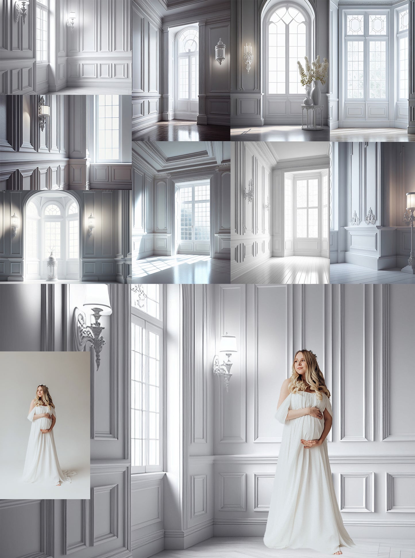 White Paneled Room Digital Backdrops
