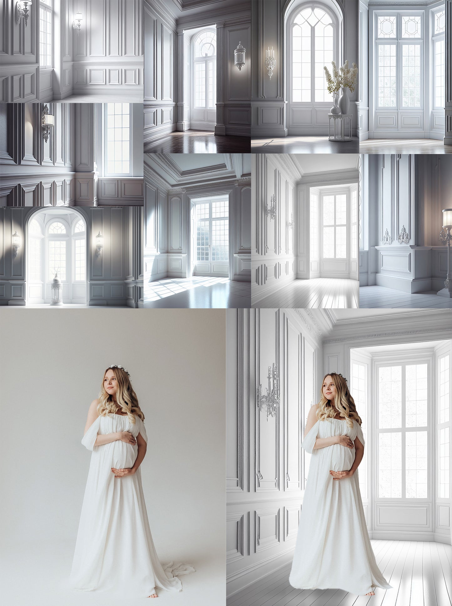 White Paneled Room Digital Backdrops