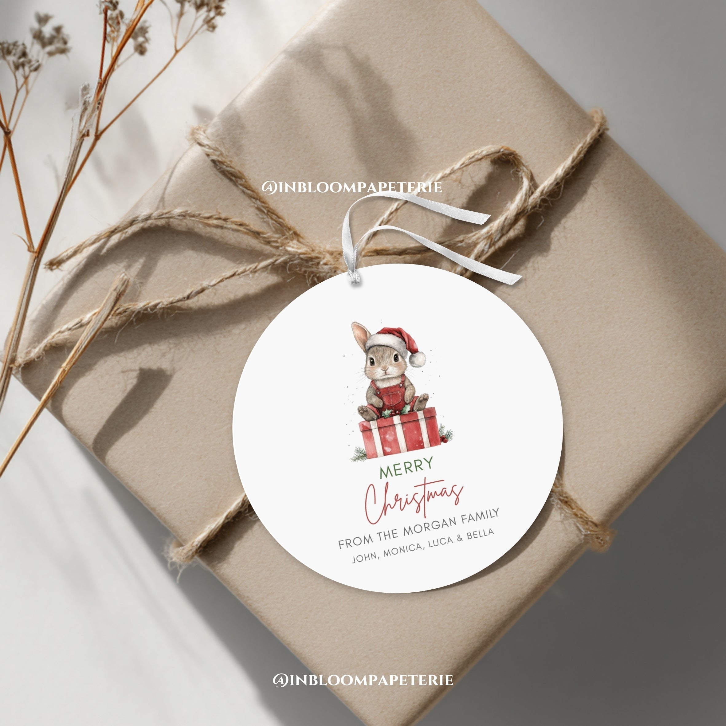 Christmas Favor Round Tag Template